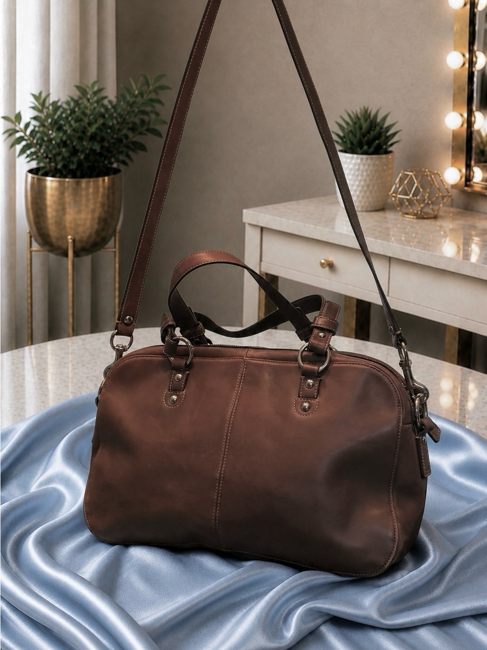 Coach Brown Leather Soho Hamptons Satchel Shoulder Bag/Weekender Bag F14017 - Picture 2 of 9